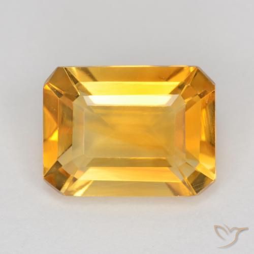 1.45ct Natural Deep Golden Orange Citrine, Emerald Cut, VS