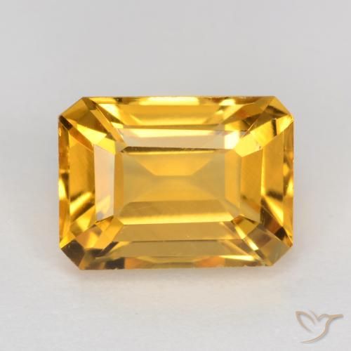 1.67ct Natural Deep Golden Orange Citrine, Emerald Cut, VS