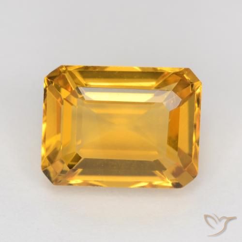 1.65ct Natural Deep Golden Orange Citrine, Emerald Cut, VS