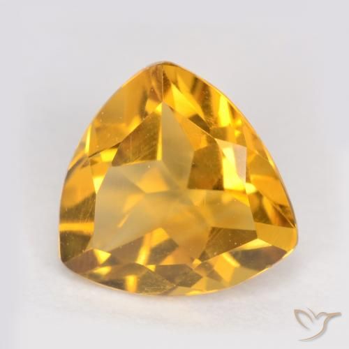 0.98 ct Golden Citrine Gemstone, Citrine Gem in Trillion Facet Shape for Sale.