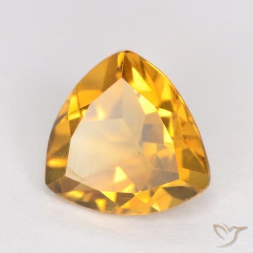 0.98 ct Golden Citrine Stone, Natural Citrine in Trillion Facet Shape for Sale
