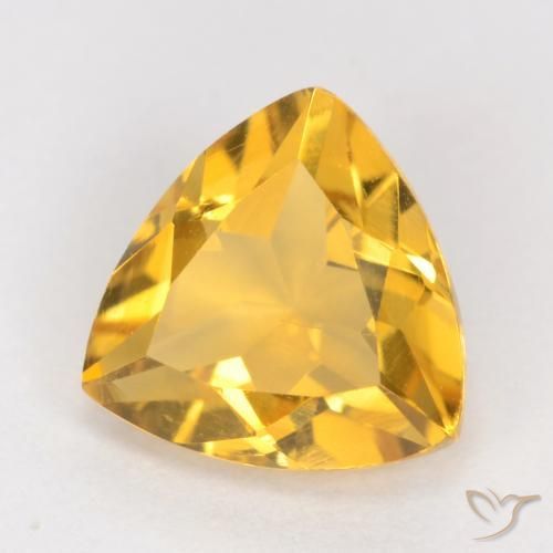 1.06 ct Golden Citrine Stone, Natural Citrine in Trillion Facet Shape for Sale