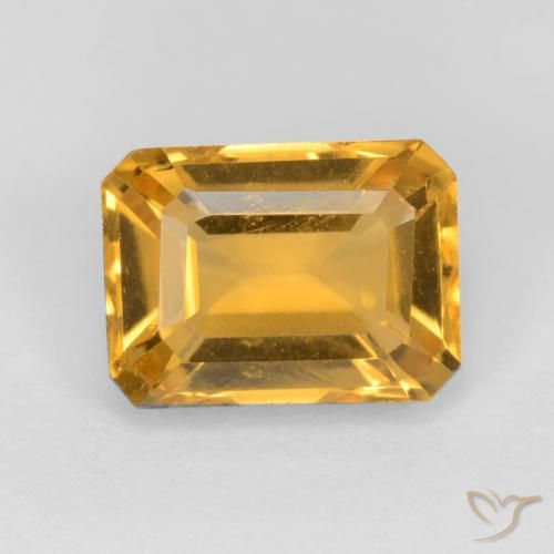 1.58ct Natural Deep Golden Orange Citrine, Emerald Cut, VVS-VS