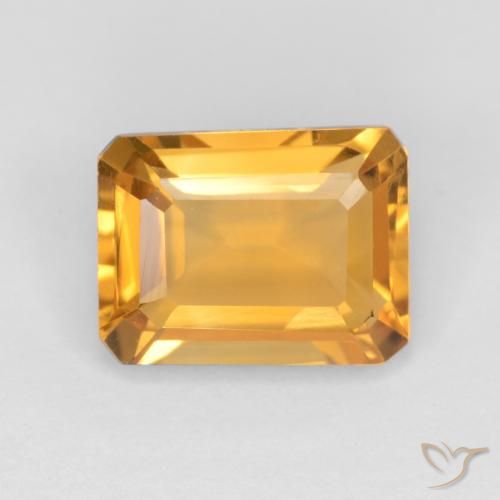 1.43ct Natural Dark Golden Citrine, Emerald Cut, VVS-VS