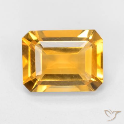 1.58ct Natural Deep Golden Orange Citrine, Emerald Cut, VVS-VS