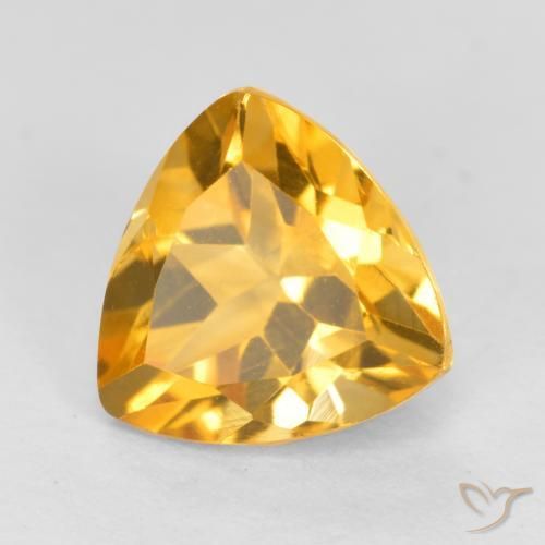 1.29 ct Golden Citrine Stone, Natural Citrine in Trillion Facet Shape for Sale