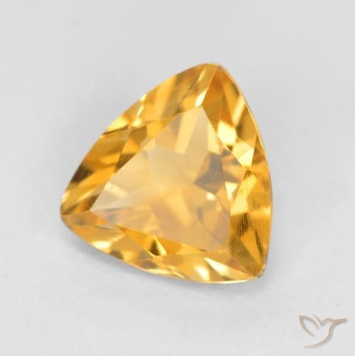 0.90 ct Golden Citrine Stone, Natural Citrine in Trillion Facet Shape for Sale