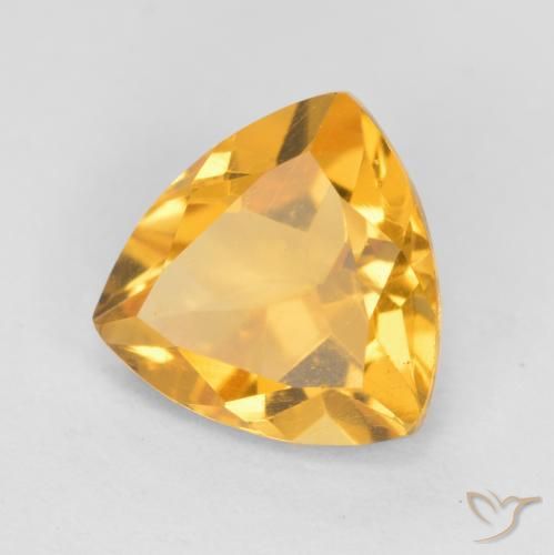 1.12 ct Golden Citrine Stone, Natural Citrine in Trillion Facet Shape for Sale