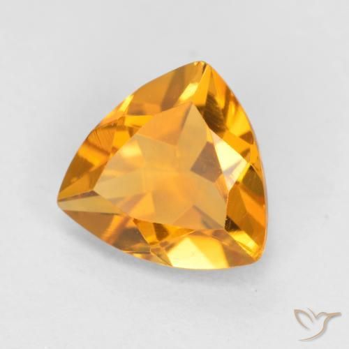 0.88 ct Golden Citrine Stone, Natural Citrine in Trillion Facet Shape for Sale