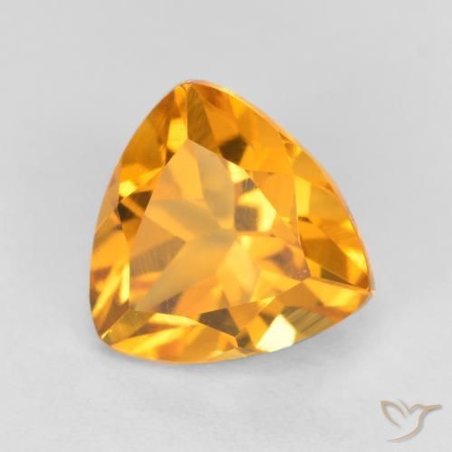 1.14 ct Golden Citrine Stone, Natural Citrine in Trillion Facet Shape for Sale