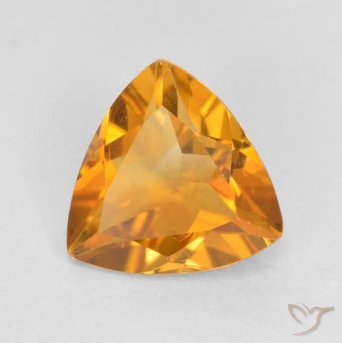 0.93 ct Golden Citrine Stone, Natural Citrine in Trillion Facet Shape for Sale