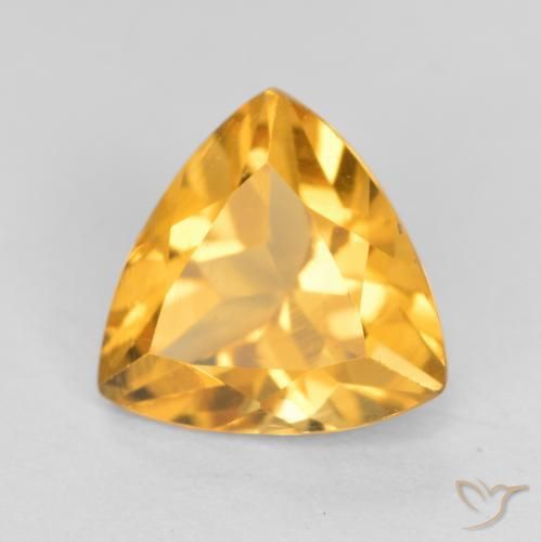 1.03 ct Golden Citrine Stone, Natural Citrine in Trillion Facet Shape for Sale