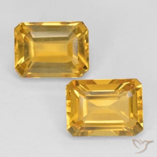 3.16 ctw Golden Citrine Gemstones, Citrine Gems in Octagon Facet Shape for Sale.