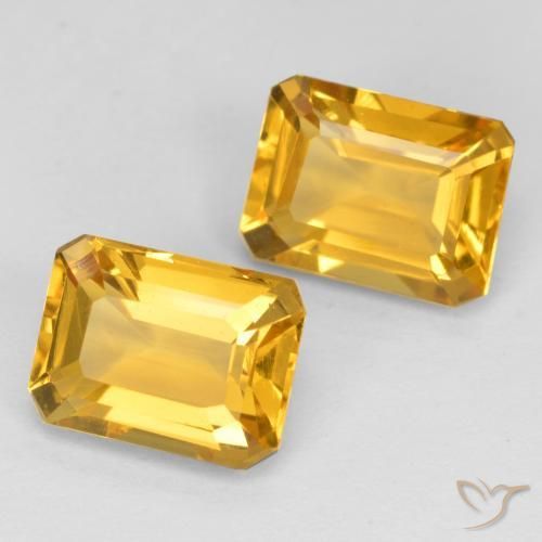 3.16 ctw Golden Citrine Stones, Natural Citrine in Octagon Facet Shape for Sale