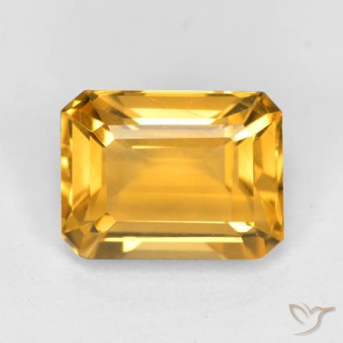 1.73ct Natural Medium Golden Citrine, Emerald Cut, VS