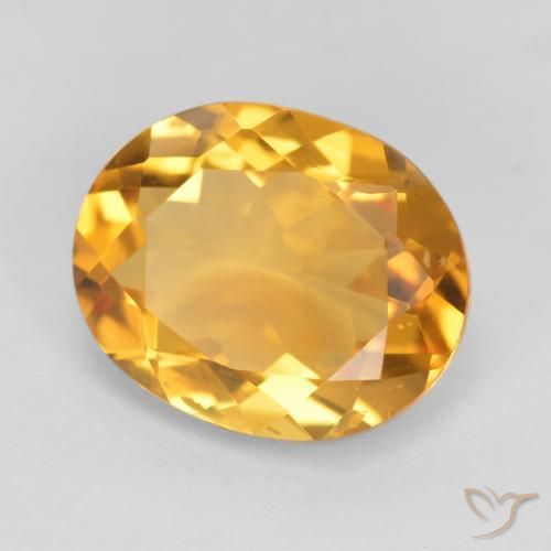 3.17 ct Golden Citrine Stone, Natural Citrine in Oval Facet Shape for Sale