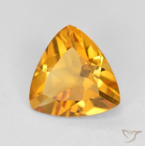 0.87 ct Golden Citrine Stone, Natural Citrine in Trillion Facet Shape for Sale