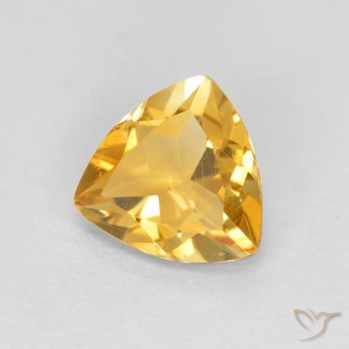 0.89 ct Golden Citrine Stone, Natural Citrine in Trillion Facet Shape for Sale