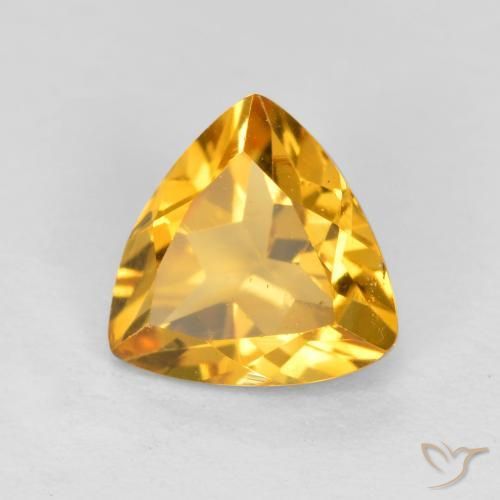 0.95 ct Golden Citrine Stone, Natural Citrine in Trillion Facet Shape for Sale