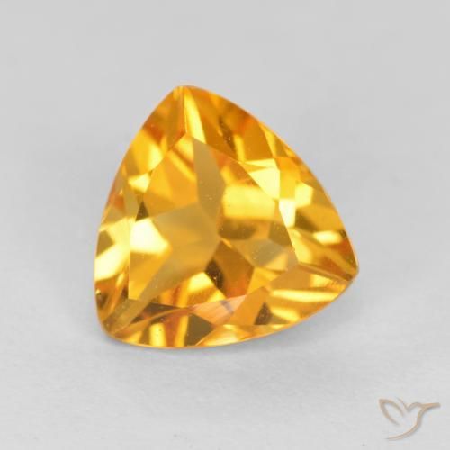 1.07 ct Golden Citrine Stone, Natural Citrine in Trillion Facet Shape for Sale