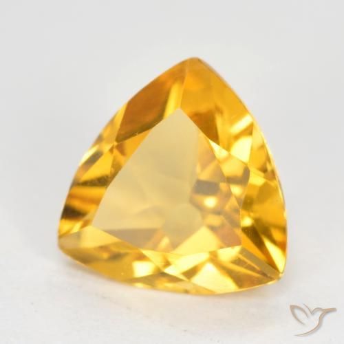 0.92 ct Golden Citrine Stone, Natural Citrine in Trillion Facet Shape for Sale