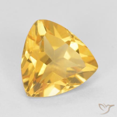 0.90 ct Golden Citrine Stone, Natural Citrine in Trillion Facet Shape for Sale
