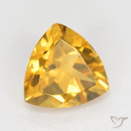 0.93 ct Golden Citrine Stone, Natural Citrine in Trillion Facet Shape for Sale