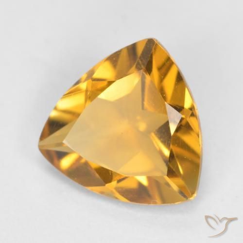 0.92 ct Golden Citrine Stone, Natural Citrine in Trillion Facet Shape for Sale