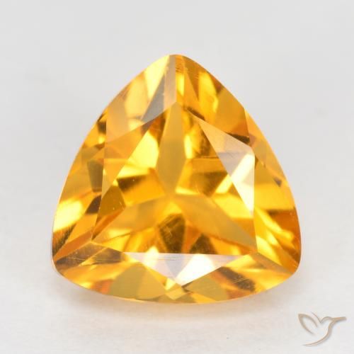 濃いゴールデンオレンジ シトリン 宝石 - 1.3ct トリリオンファセット (ID: 552537)