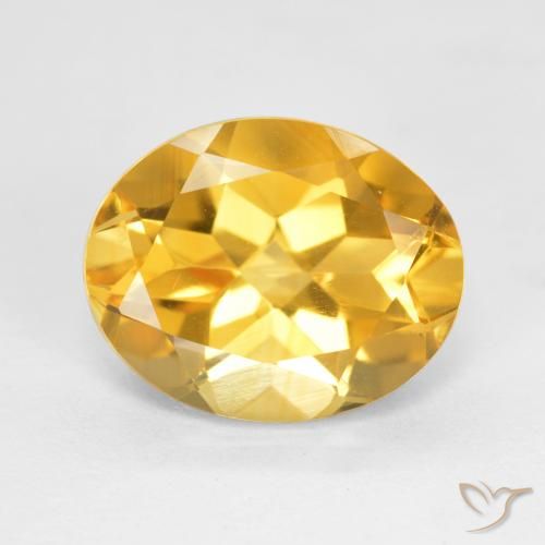 3.38 ct Golden Citrine Gemstone, Citrine Gem in Oval Facet Shape for Sale.