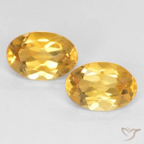 0.78 ctw Golden Citrine Gemstones, Citrine Gems in Oval Facet Shape for Sale.