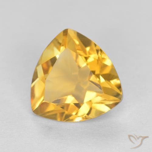 0.92 ct Golden Citrine Stone, Natural Citrine in Trillion Facet Shape for Sale