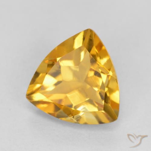 0.97 ct Golden Citrine Stone, Natural Citrine in Trillion Facet Shape for Sale