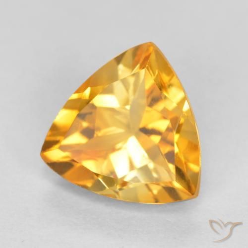 1.08 ct Golden Citrine Stone, Natural Citrine in Trillion Facet Shape for Sale