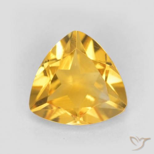 0.96 ct Golden Citrine Gemstone, Citrine Gem in Trillion Facet Shape for Sale.