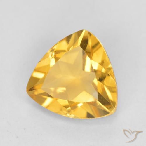 0.96 ct Golden Citrine Stone, Natural Citrine in Trillion Facet Shape for Sale