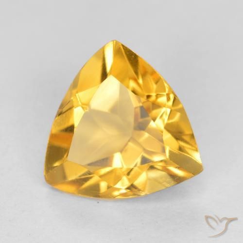 0.97 ct Golden Citrine Stone, Natural Citrine in Trillion Facet Shape for Sale