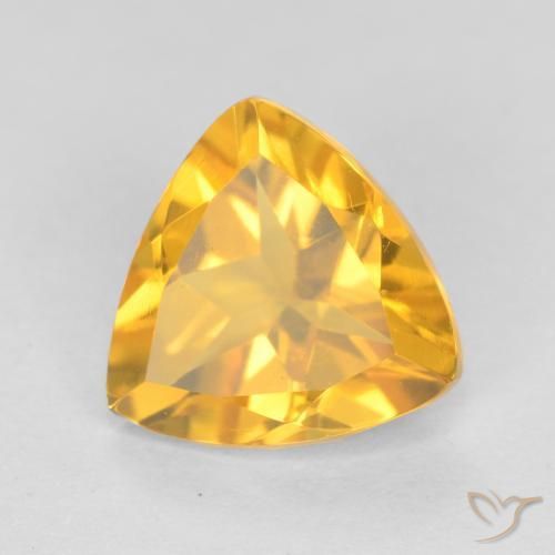 1.02 ct Golden Citrine Stone, Natural Citrine in Trillion Facet Shape for Sale