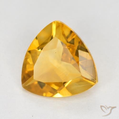 0.92 ct Golden Citrine Stone, Natural Citrine in Trillion Facet Shape for Sale