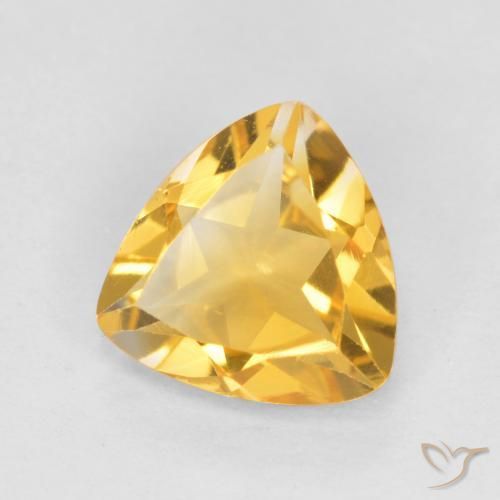 0.86 ct Golden Citrine Stone, Natural Citrine in Trillion Facet Shape for Sale