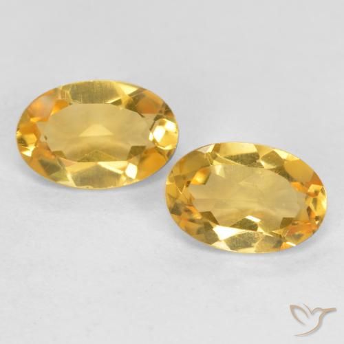 0.74 ctw Golden Citrine Gemstones, Citrine Gems in Oval Facet Shape for Sale.