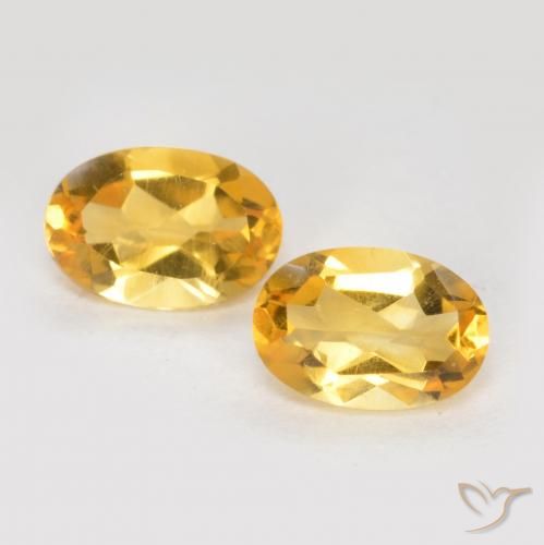 0.81 ctw Golden Citrine Gemstones, Citrine Gems in Oval Facet Shape for Sale.