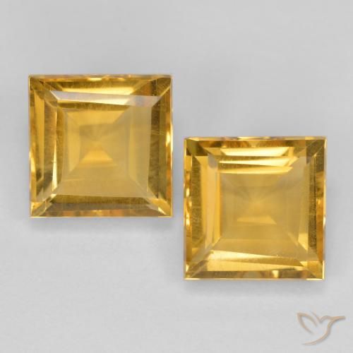 3.21ctw Natural Deep Golden Orange Citrine, Square, VS