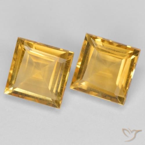 3.21 ctw Golden Citrine Stones, Natural Citrine in Square Facet Shape for Sale