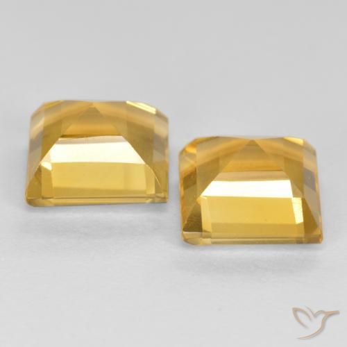 Citrine Gemstones in 7 x 7 mm (calibrated) Size for Sale, Citrine Stones in Deep Golden Orange Color
