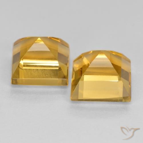 Citrine Gemstones in 7 x 7 mm (calibrated) Size for Sale, Citrine Stones in Dark Golden Color