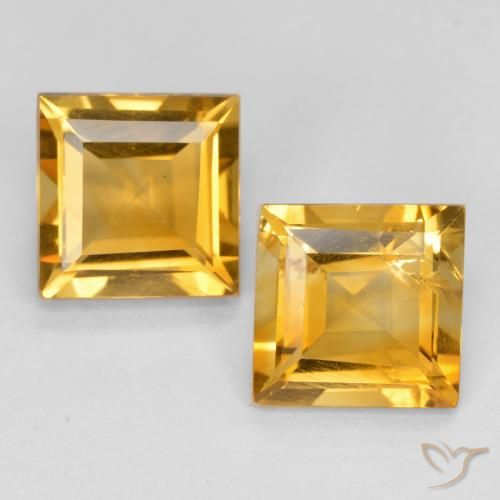 2.85ctw Natural Deep Golden Orange Citrine, Square, VS