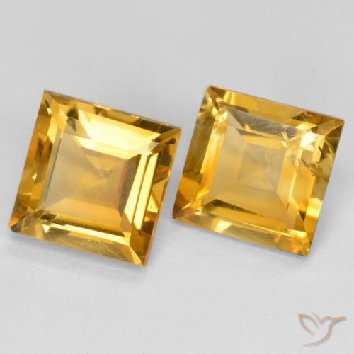 2.85 ctw Golden Citrine Stones, Natural Citrine in Square Facet Shape for Sale