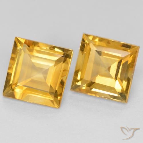 3.28 ctw Golden Citrine Stones, Natural Citrine in Square Facet Shape for Sale
