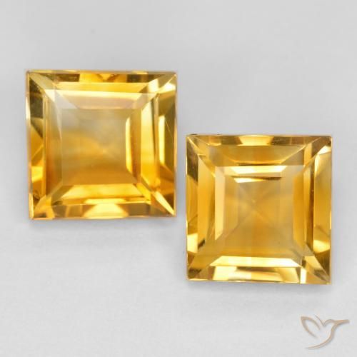 3.11 ct Yellow Citrine, 7.3 x 7.2 mm Square Cut From Brazil, Photo A